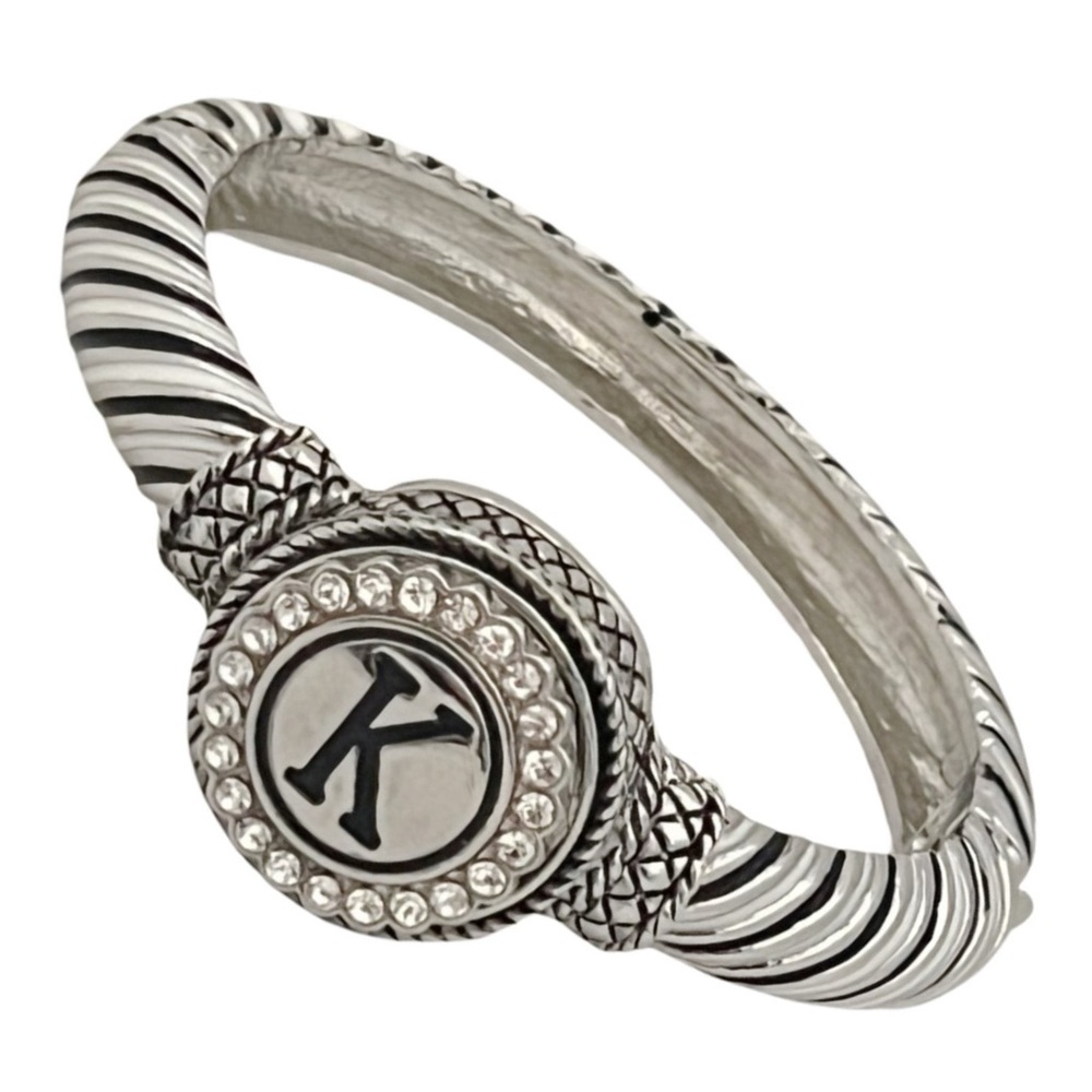 Silver Snap Initial K Crystal Interchangeable Cha… - image 1